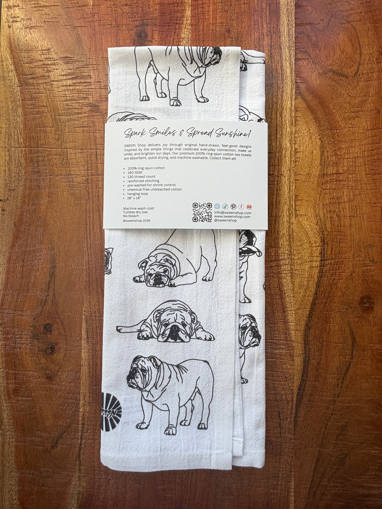 Bulldog Tea Towel - 100% Premium Cotton Kitchen Dish Cloth