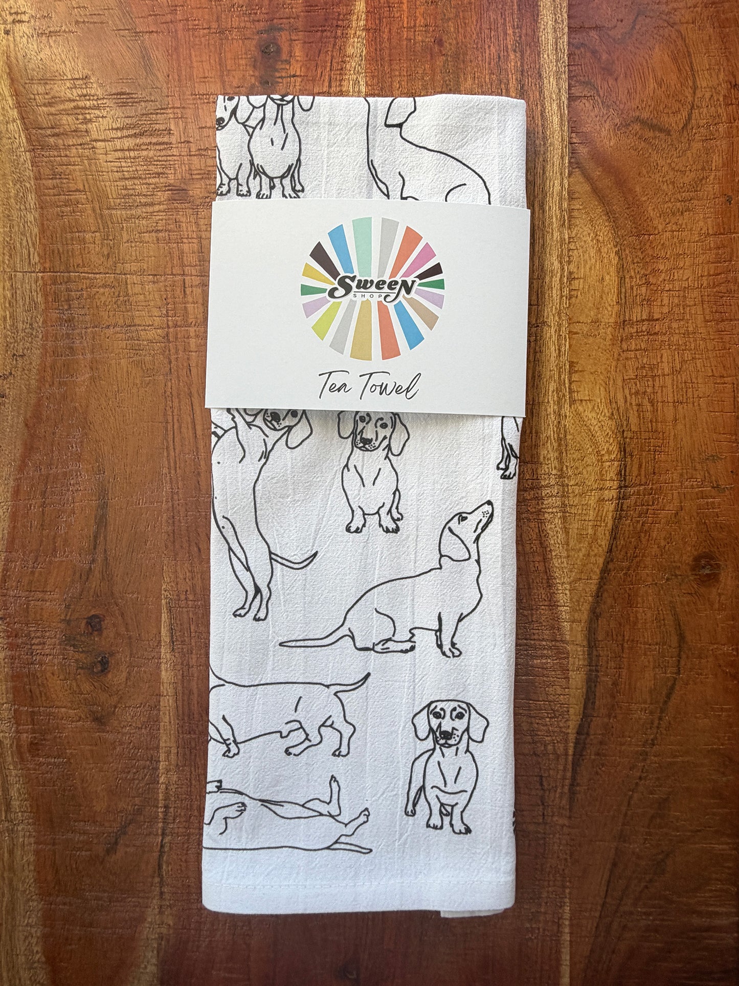 Dachshund Tea Towel - 100% Premium Cotton Kitchen Dish Cloth