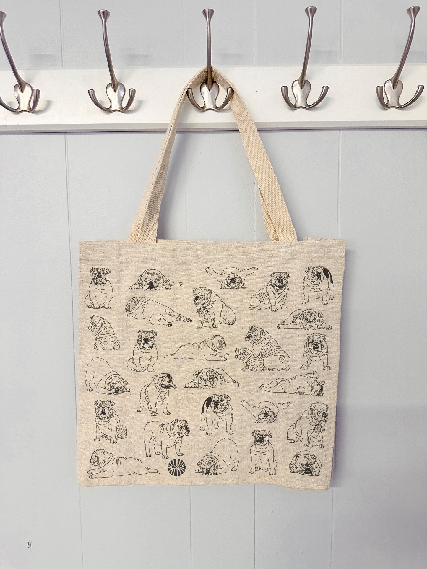 Bulldog Large Cotton Canvas Tote Bag