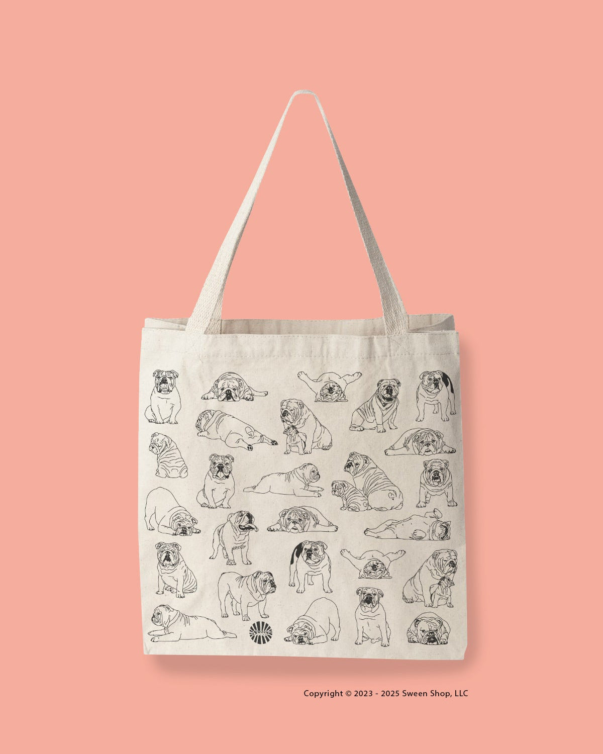 Bulldog Large Cotton Canvas Tote Bag