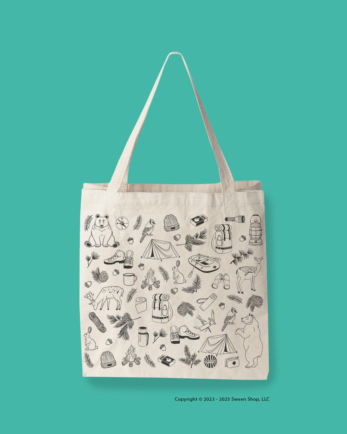 Camping Large Cotton Canvas Tote Bag