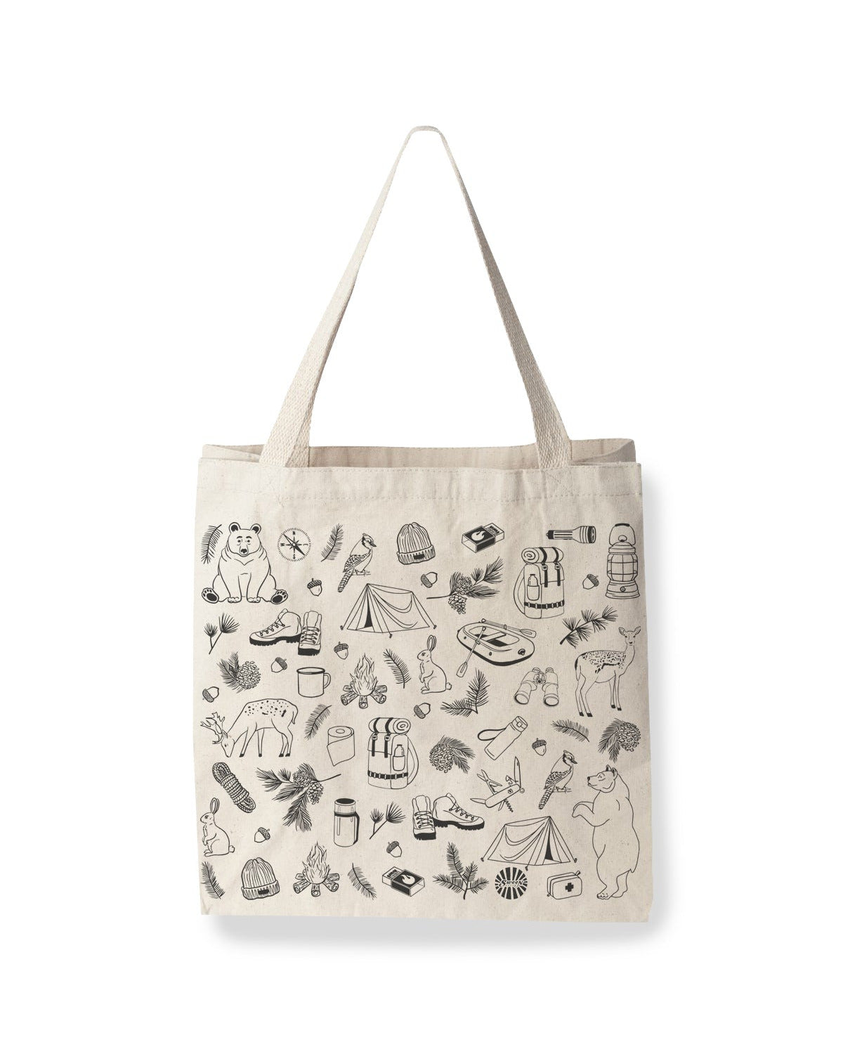 Camping Large Cotton Canvas Tote Bag