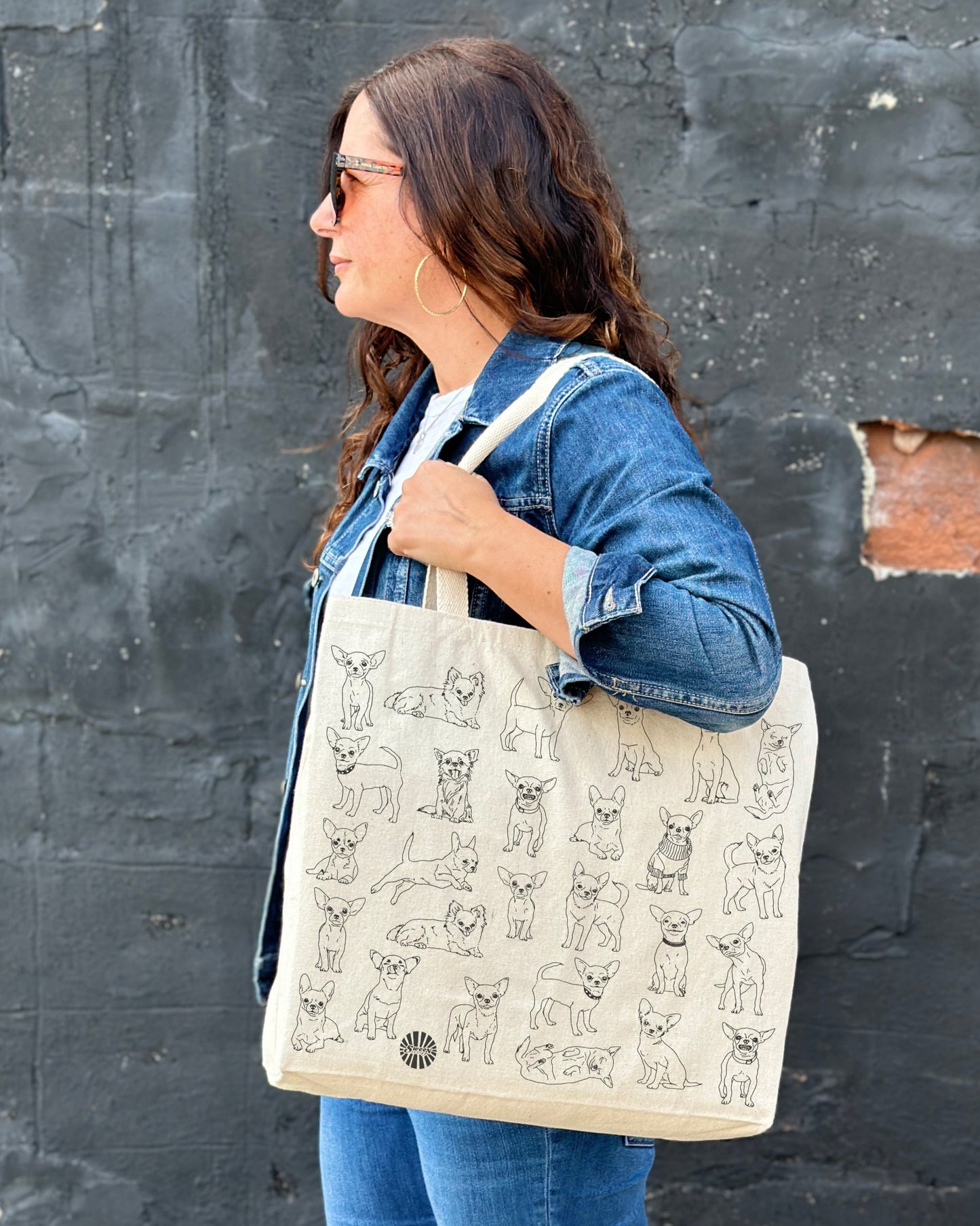 Chihuahua Cotton Canvas Large Tote Bag