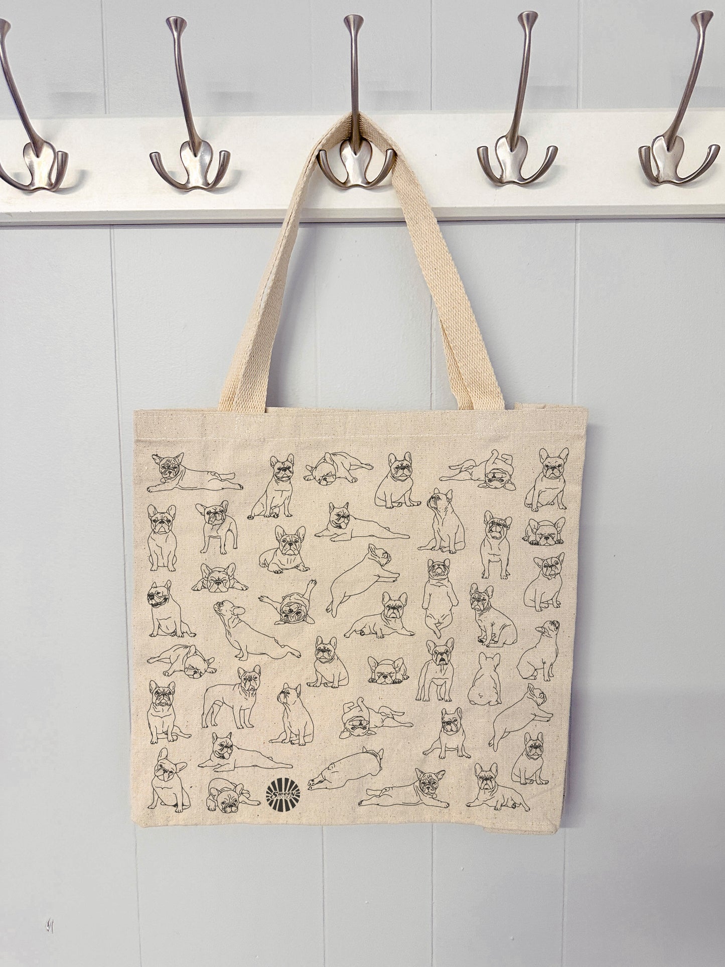 French Bulldog Frenchie Large Cotton Canvas Tote Bag