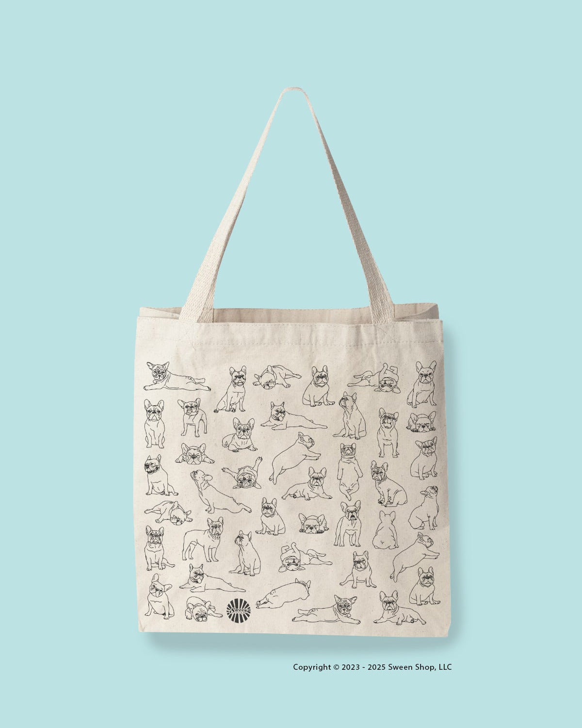 French Bulldog Frenchie Large Cotton Canvas Tote Bag