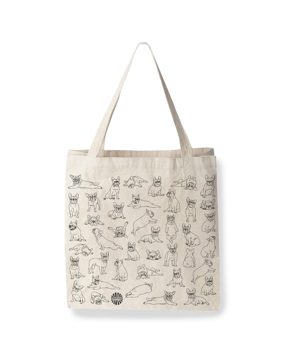 French Bulldog Frenchie Large Cotton Canvas Tote Bag