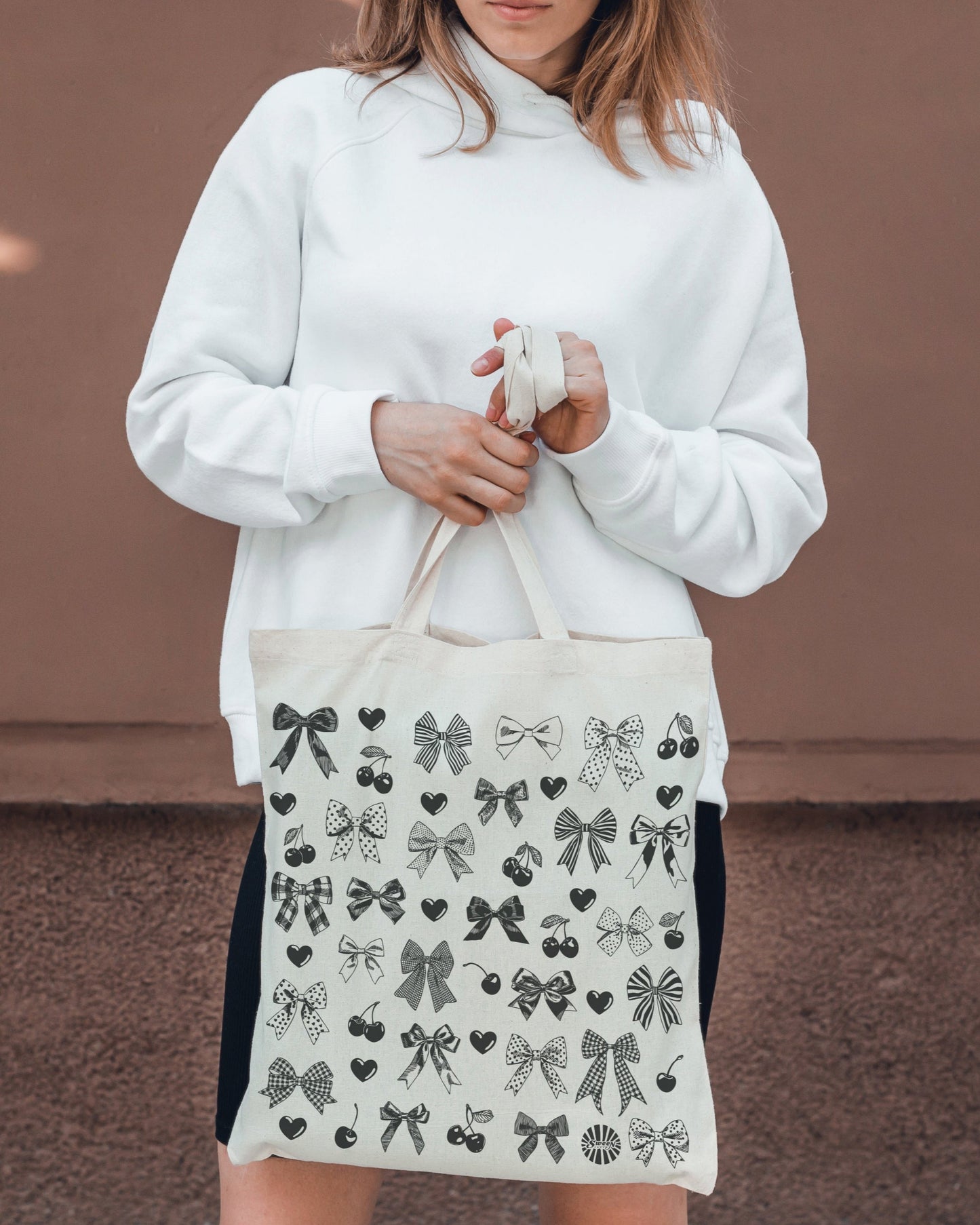 Coquette Bows Cherries Hearts Cotton Canvas Tote Bag