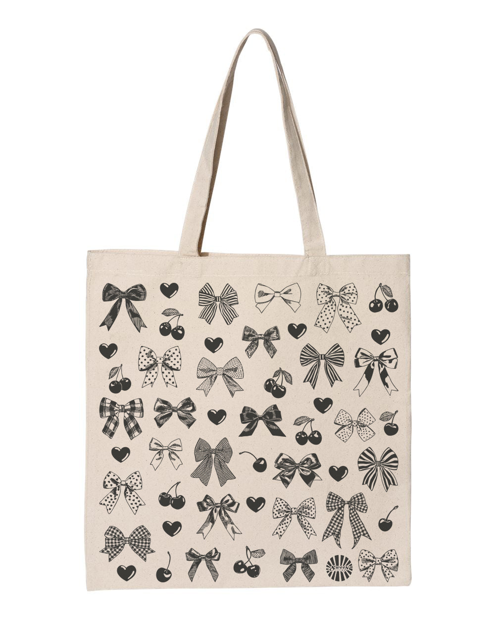 Coquette Bows Cherries Hearts Cotton Canvas Tote Bag