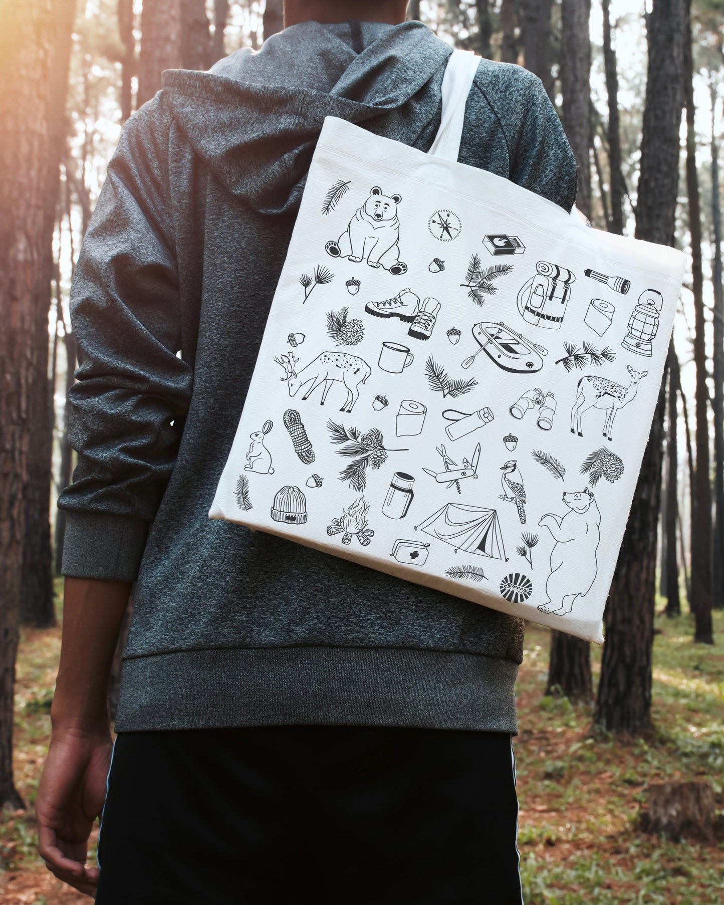 Camping Cotton Canvas Tote Bag