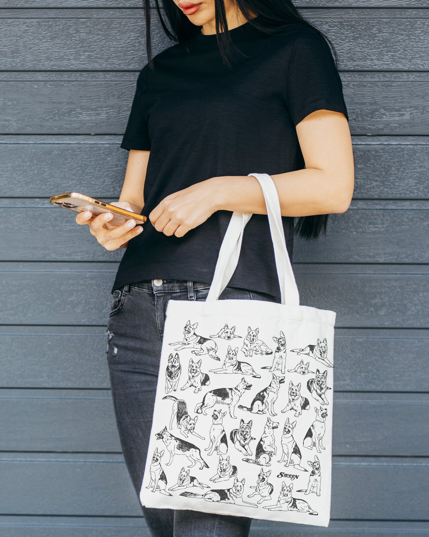 German Shepard Cotton Canvas Tote Bag