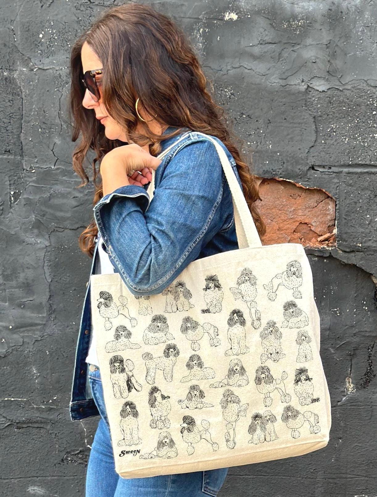 Poodle Large Cotton Canvas Tote Bag