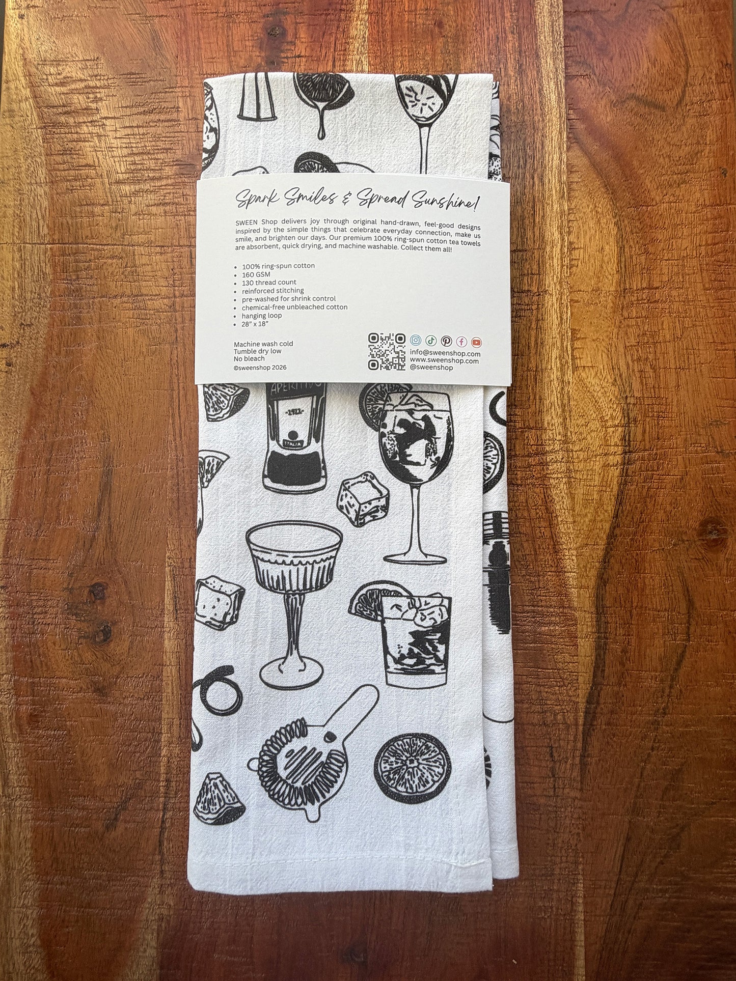 Aperol Spritz Tea Towel - 100% Premium Cotton Kitchen Dish Cloth