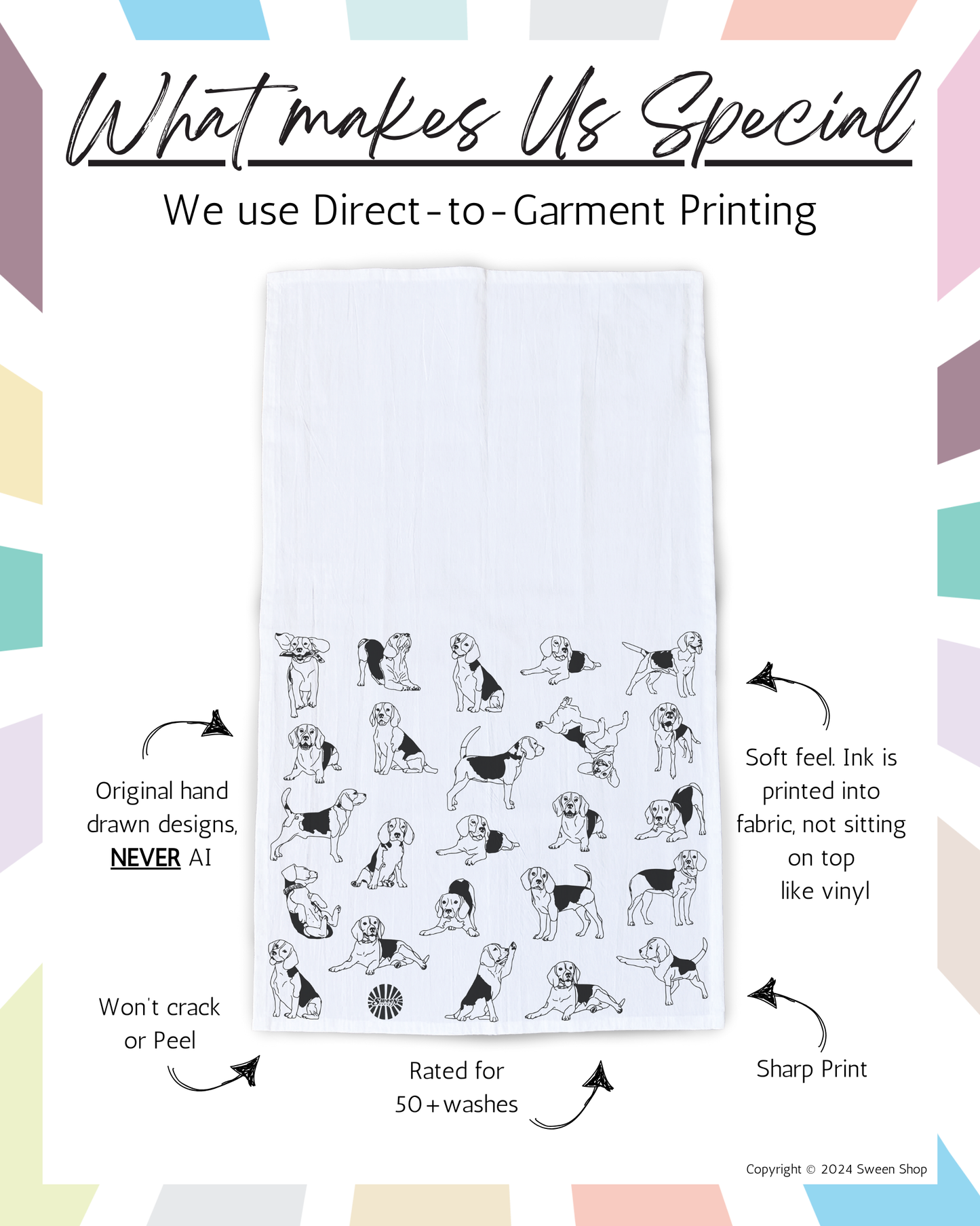 Beagle Tea Towel - 100% Premium Cotton Kitchen Dish Cloth