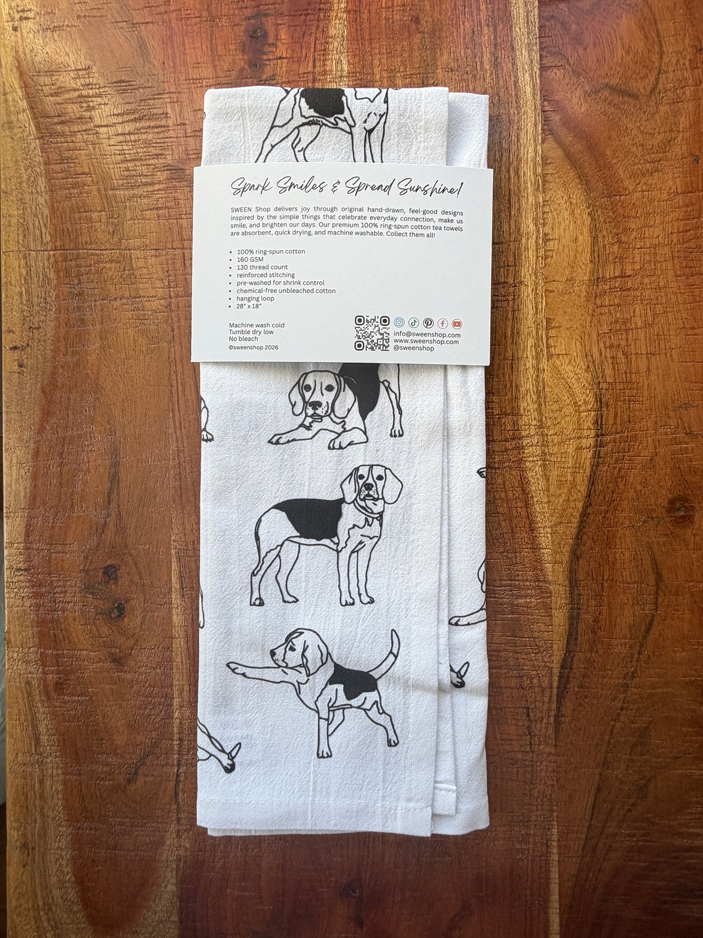 Beagle Tea Towel - 100% Premium Cotton Kitchen Dish Cloth