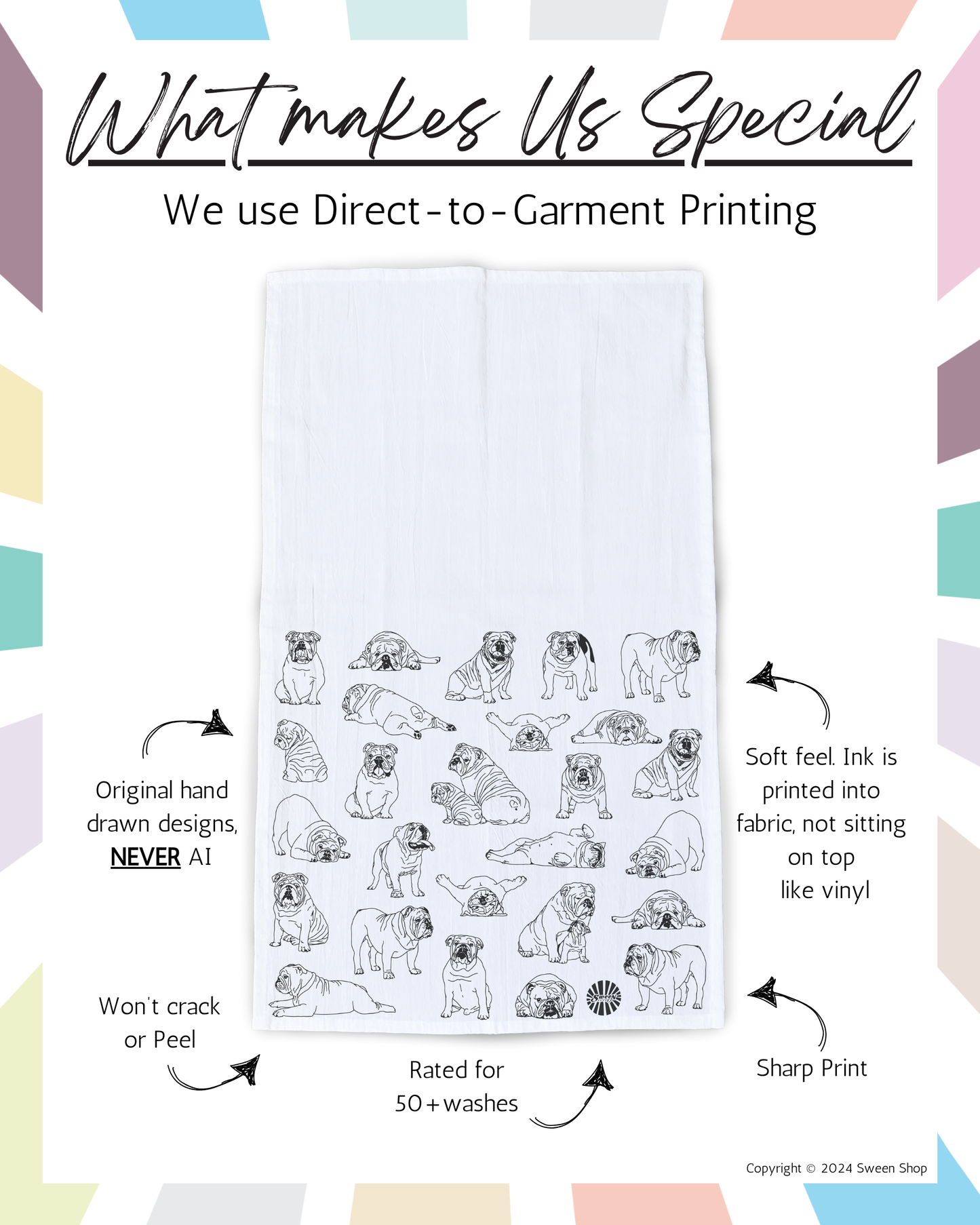 Bulldog Tea Towel - 100% Premium Cotton Kitchen Dish Cloth