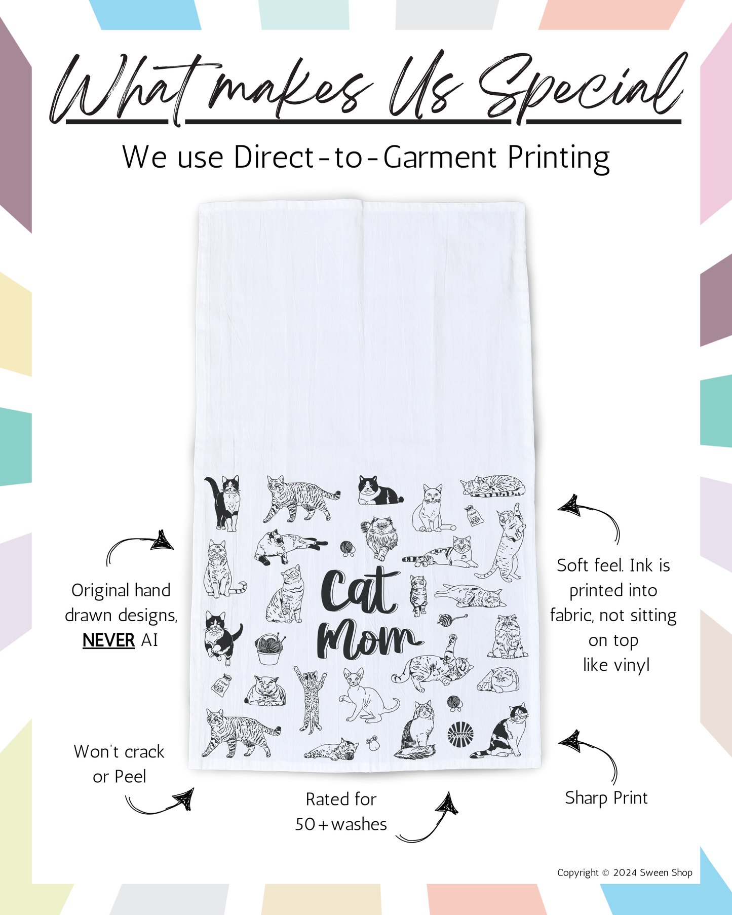 Cat Mom Tea Towel - 100% Premium Cotton Kitchen Dish Cloth
