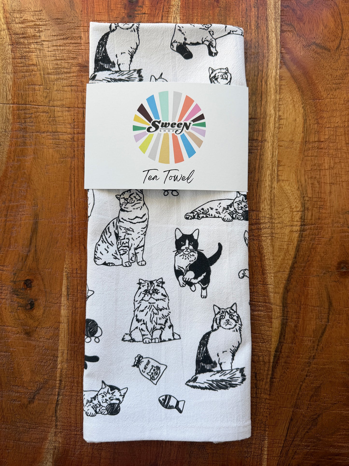 Cat Tea Towel - 100% Premium Cotton Kitchen Dish Cloth