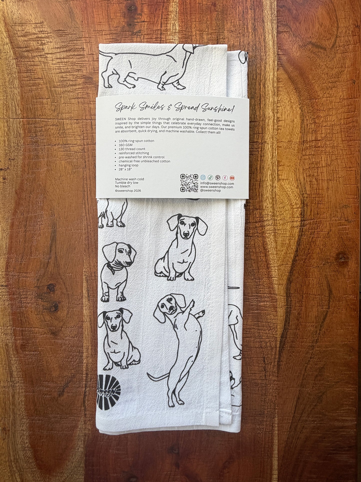 Dachshund Tea Towel - 100% Premium Cotton Kitchen Dish Cloth