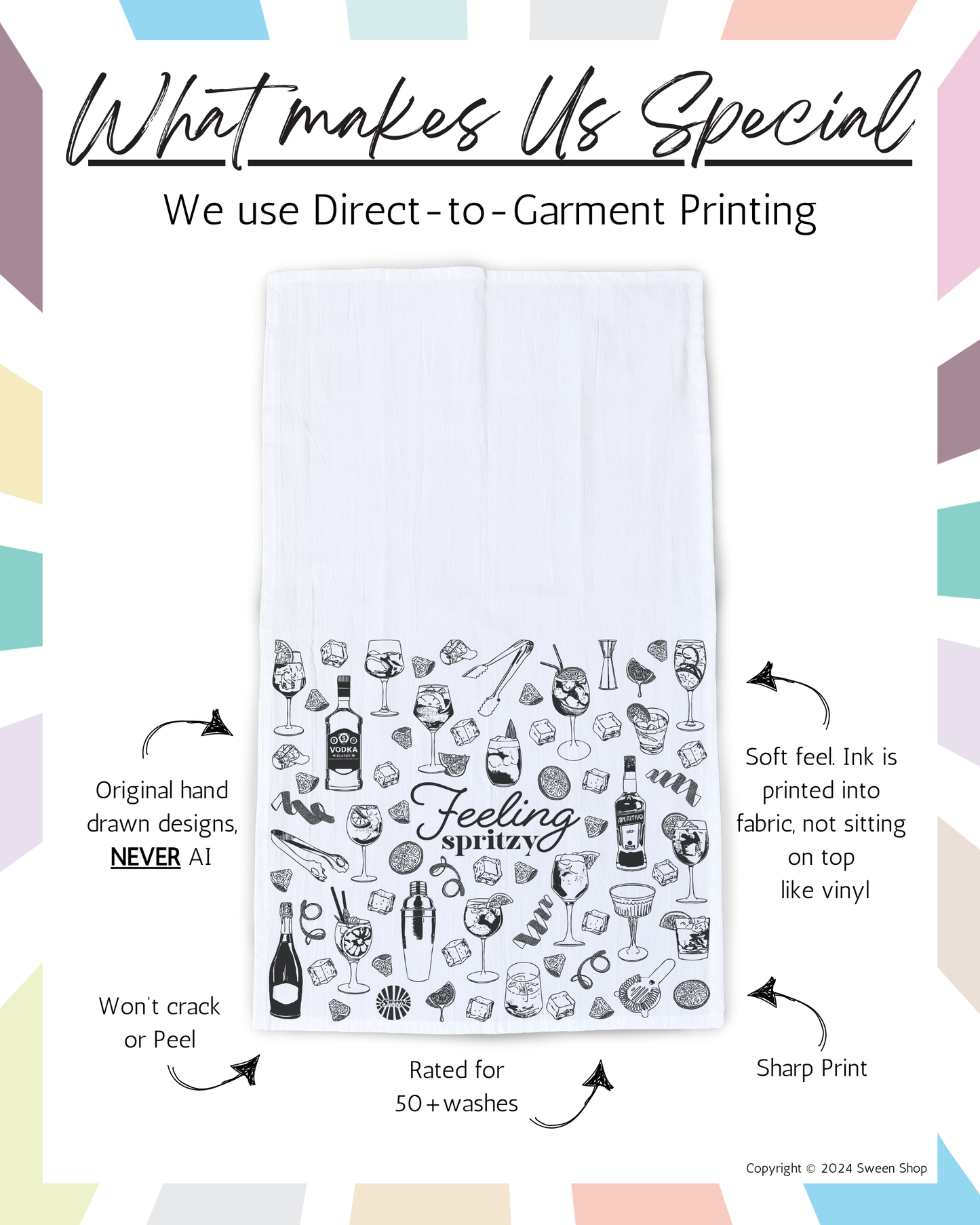 Feeling Spritzy Tea Towel - 100% Premium Cotton Kitchen Dish Cloth