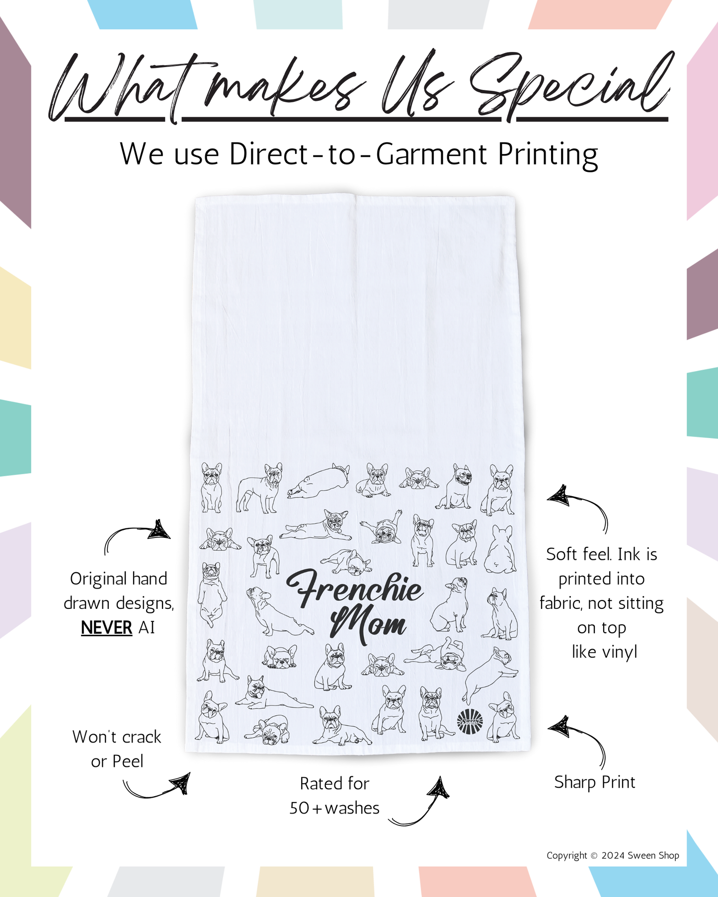 Frenchie Mom Tea Towel - 100% Premium Cotton Kitchen Dish Cloth