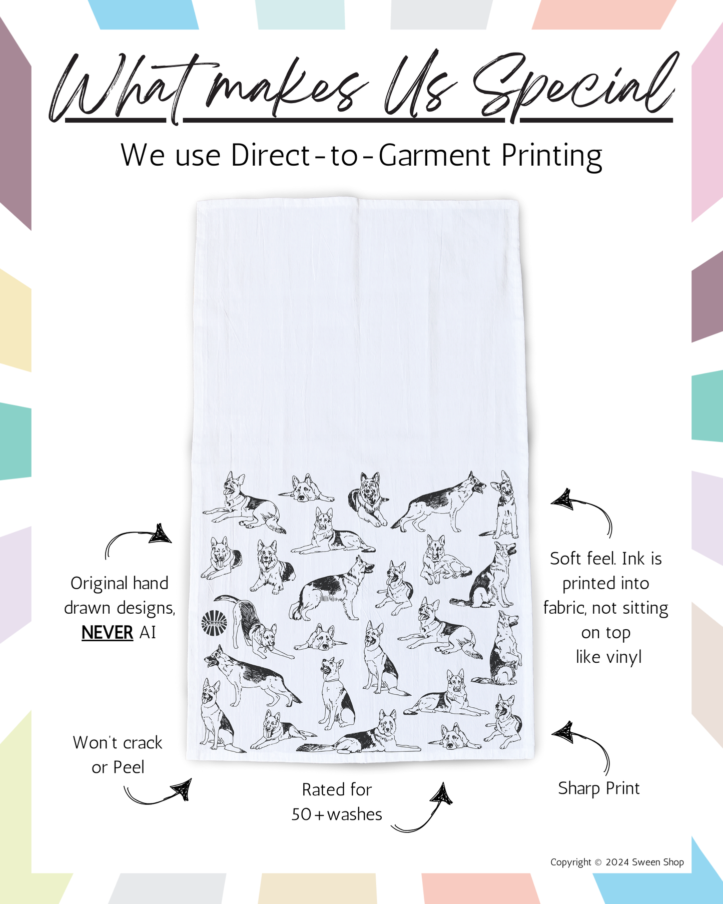 German Shepherd Tea Towel - 100% Premium Cotton Kitchen Dish Cloth