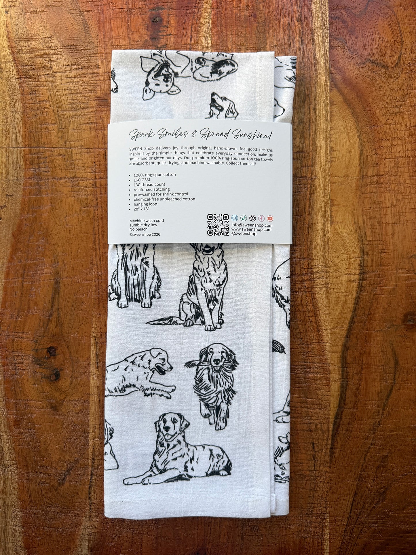 Golden Retriever Tea Towel - 100% Premium Cotton Kitchen Dish Cloth
