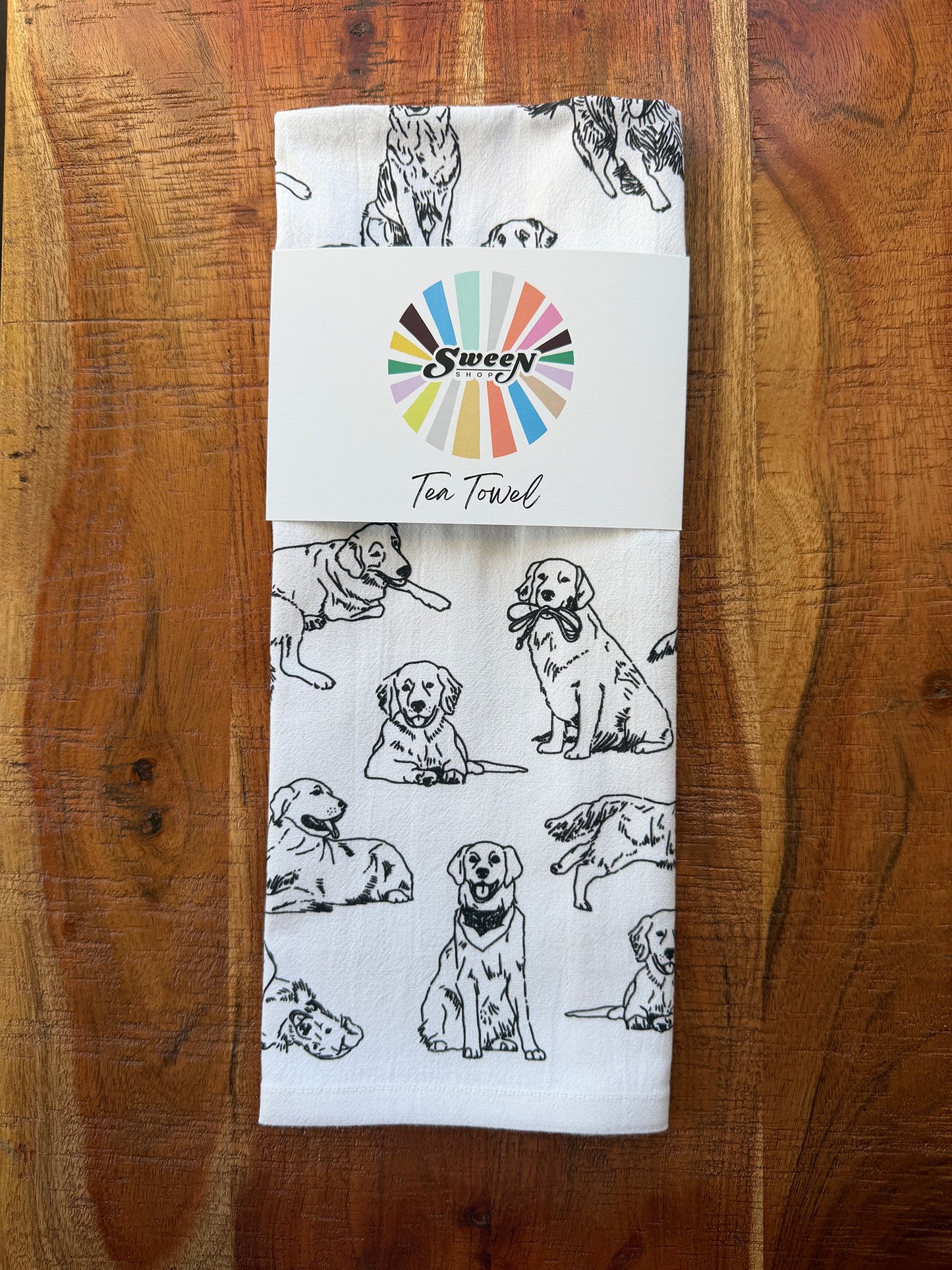 Golden Retriever Tea Towel - 100% Premium Cotton Kitchen Dish Cloth