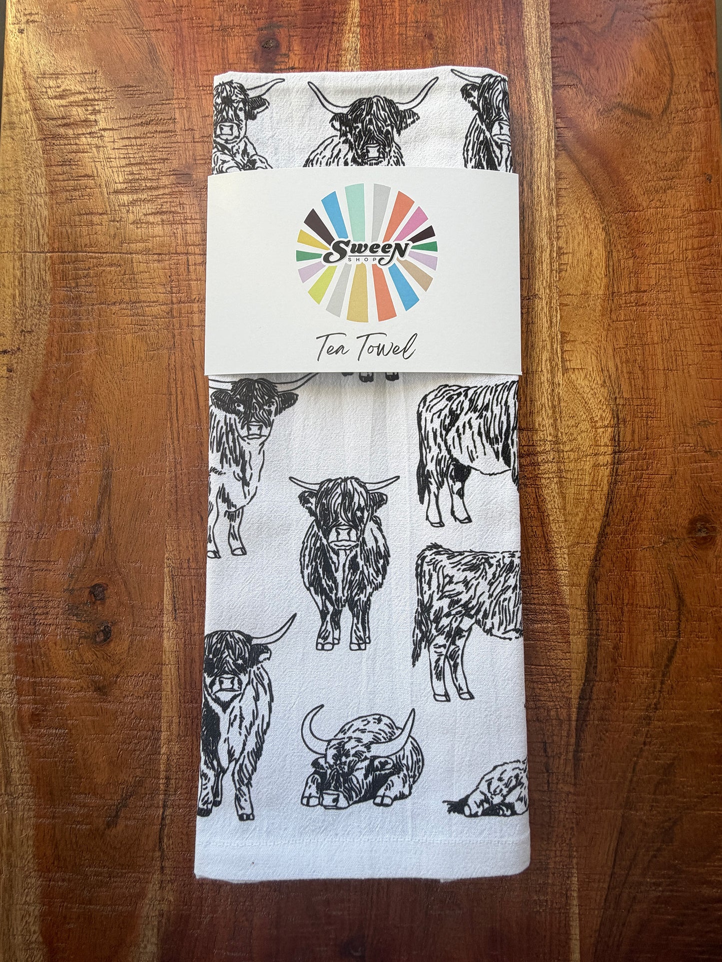 Highland Cow Tea Towel - 100% Premium Cotton Kitchen Dish Cloth