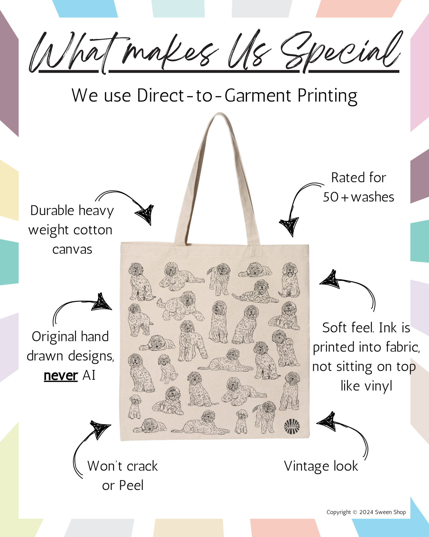 Labradoodle Tote Bag - 100% Cotton Canvas Reusable Shopping Bag