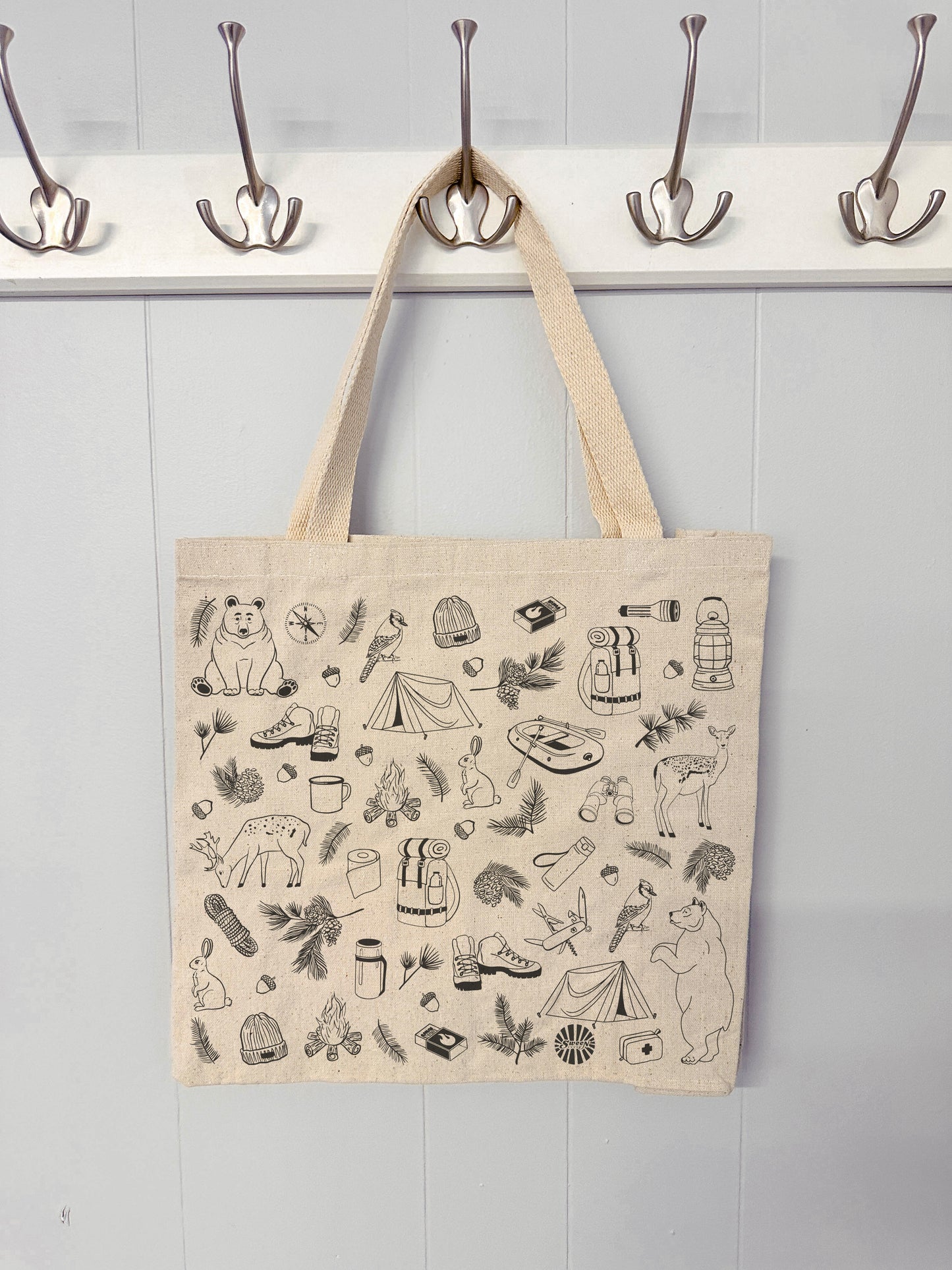 Camping Large Cotton Canvas Tote Bag