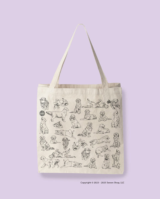 Golden Retriever Large Cotton Canvas Tote Bag