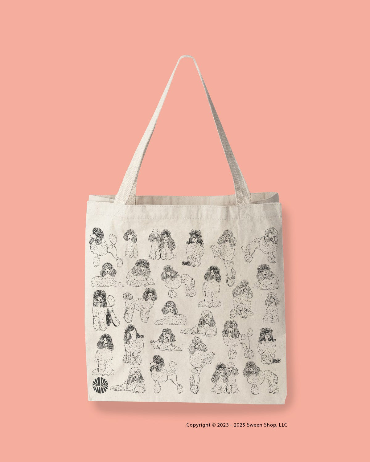 Poodle Large Cotton Canvas Tote Bag