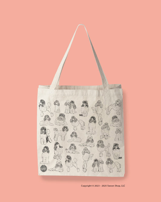 Poodle Large Cotton Canvas Tote Bag