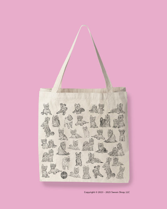 Yorkshire Terrier Yorkie Large Cotton Canvas Tote Bag