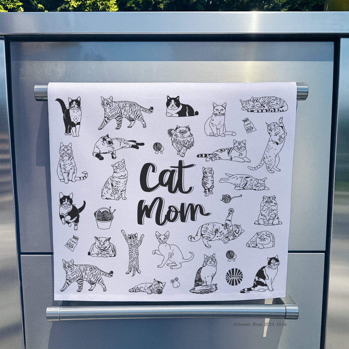 Cat Mom Tea Towel - 100% Premium Cotton Kitchen Dish Cloth