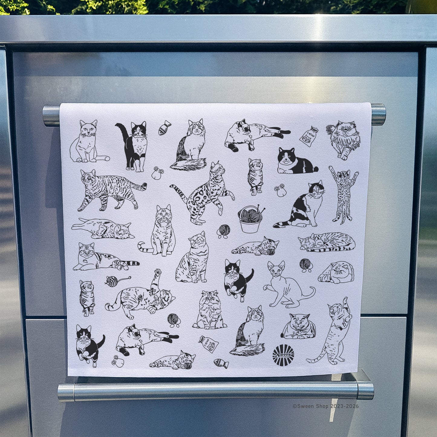 Cat Tea Towel - 100% Premium Cotton Kitchen Dish Cloth