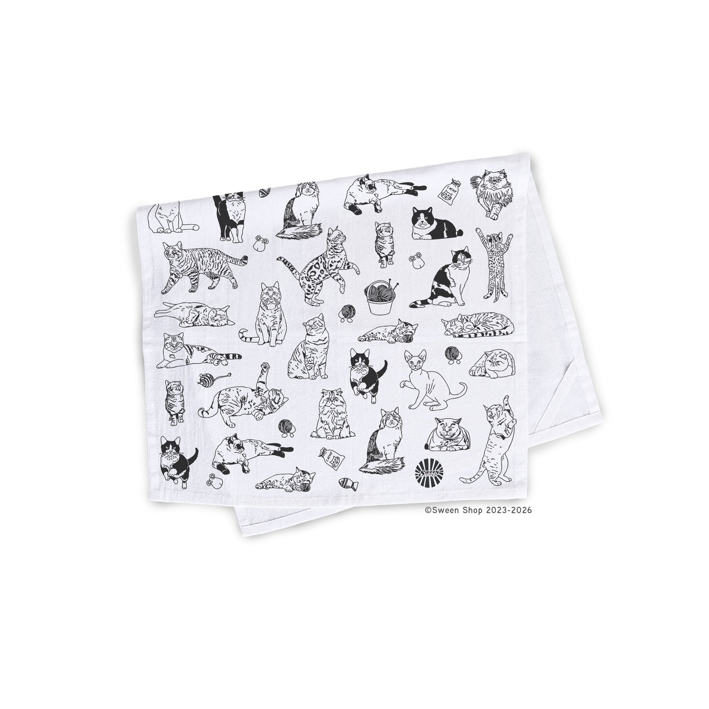Cat Tea Towel - 100% Premium Cotton Kitchen Dish Cloth