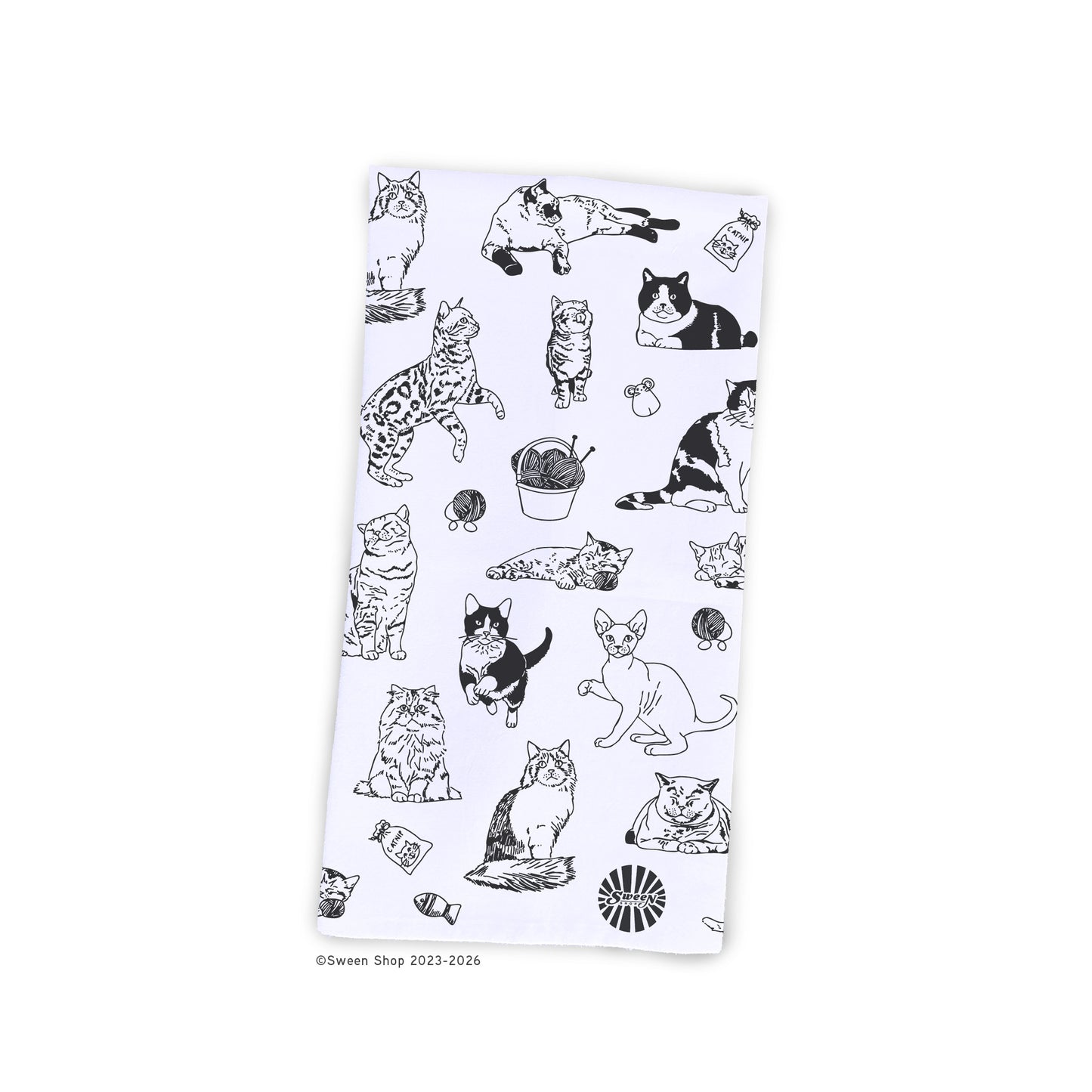 Cat Tea Towel - 100% Premium Cotton Kitchen Dish Cloth