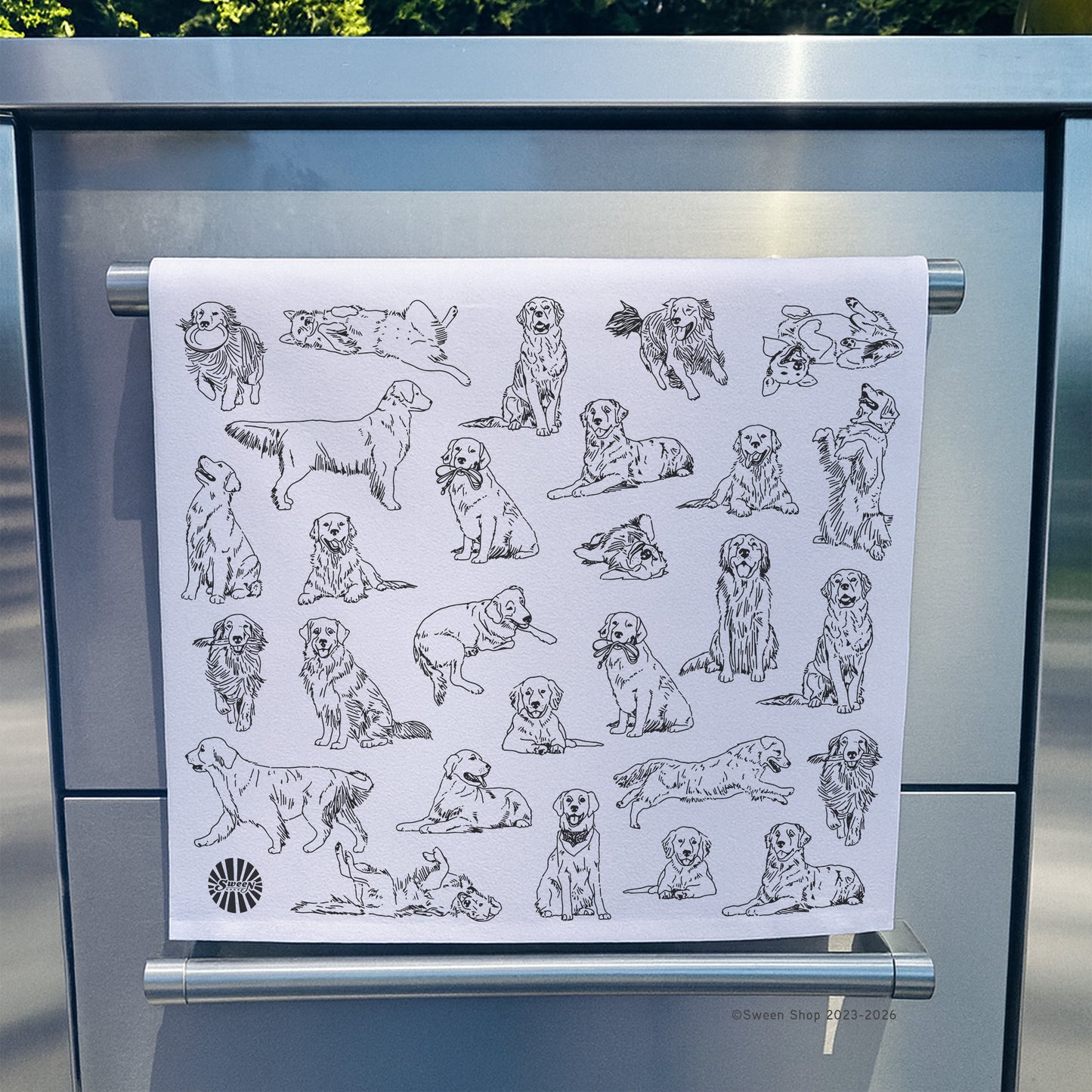 Golden Retriever Tea Towel - 100% Premium Cotton Kitchen Dish Cloth