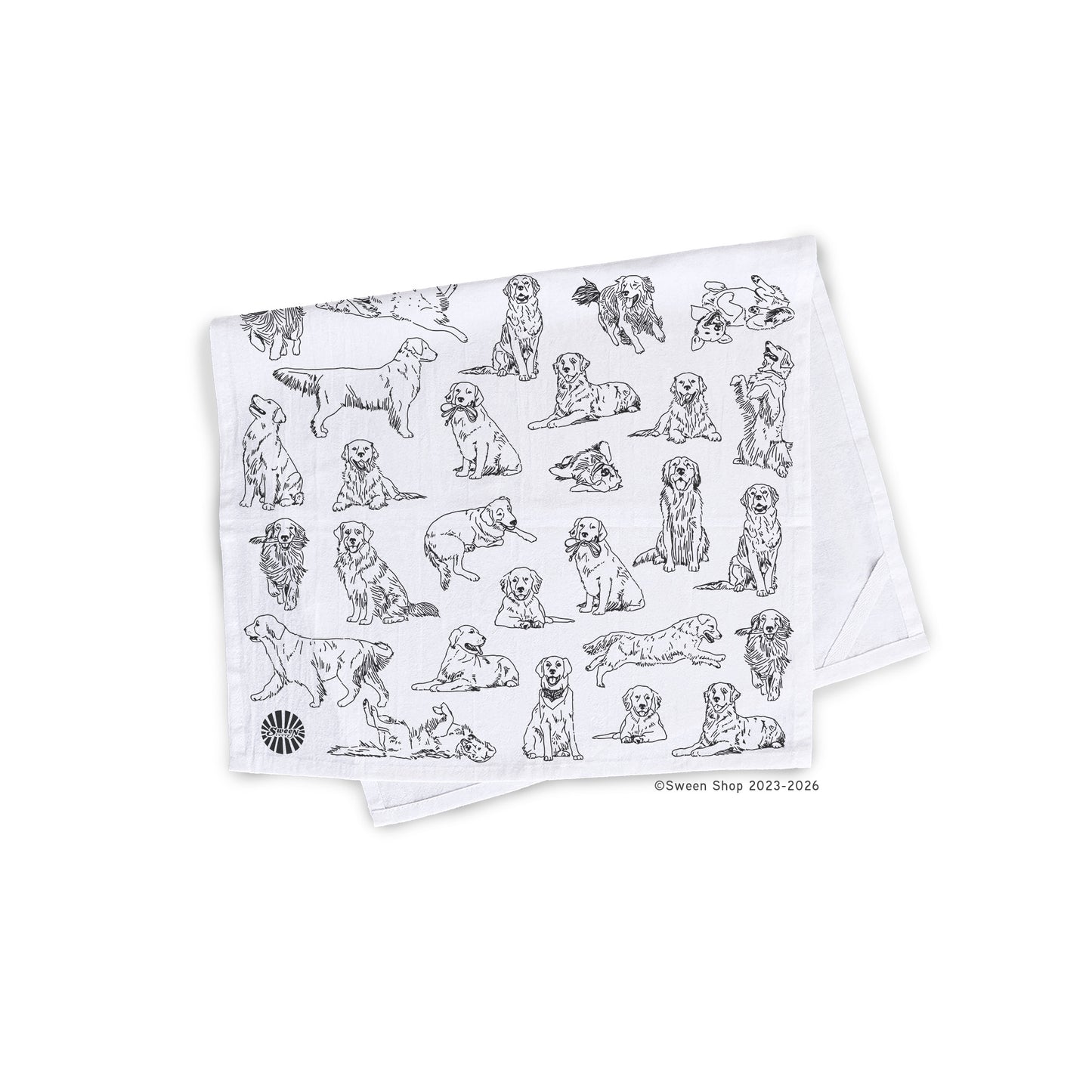 Golden Retriever Tea Towel - 100% Premium Cotton Kitchen Dish Cloth