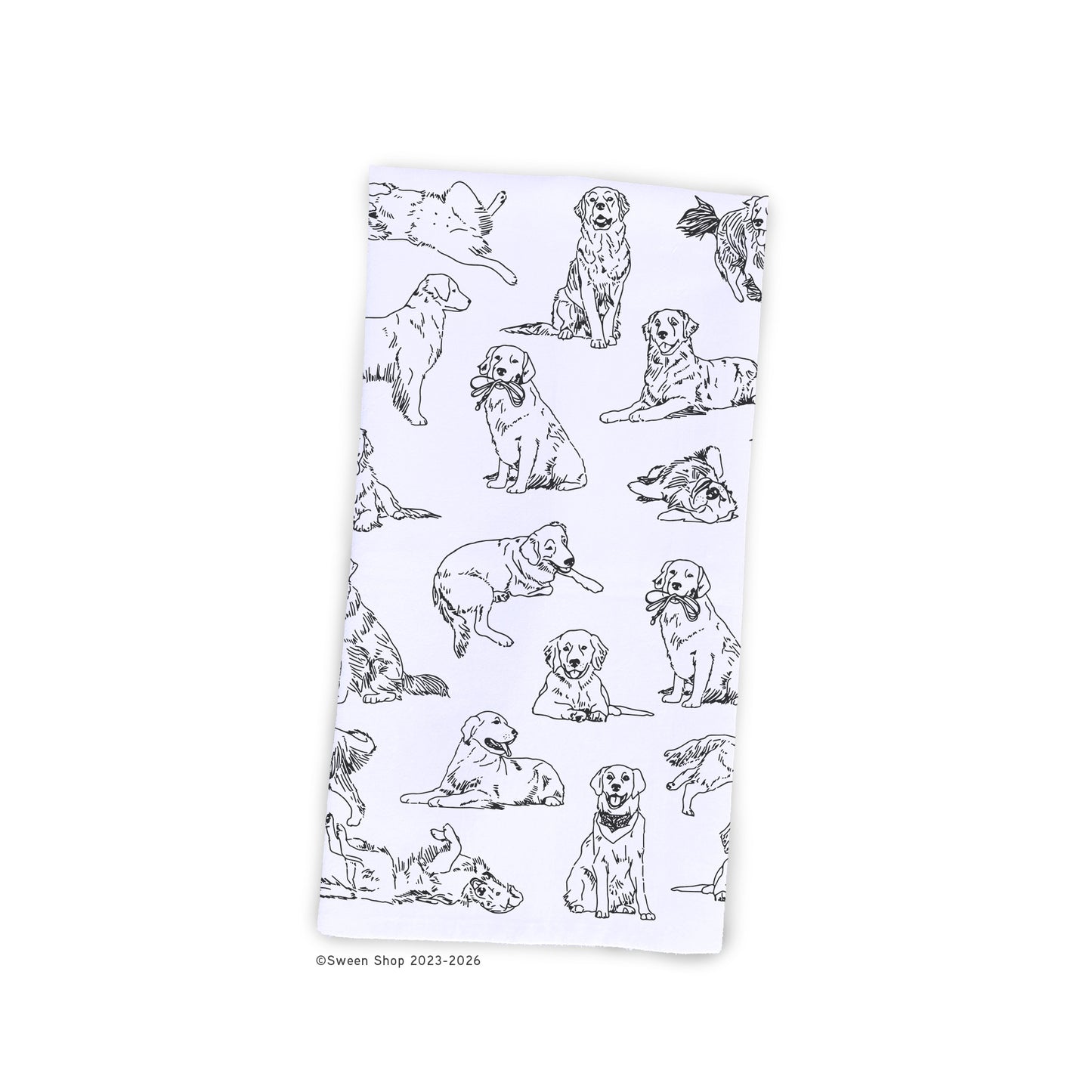 Golden Retriever Tea Towel - 100% Premium Cotton Kitchen Dish Cloth