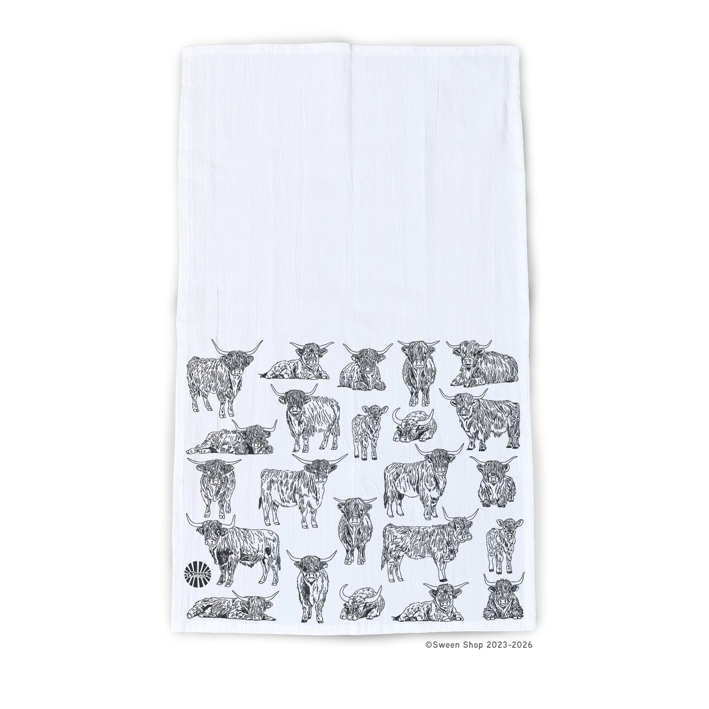Highland Cow Tea Towel - 100% Premium Cotton Kitchen Dish Cloth