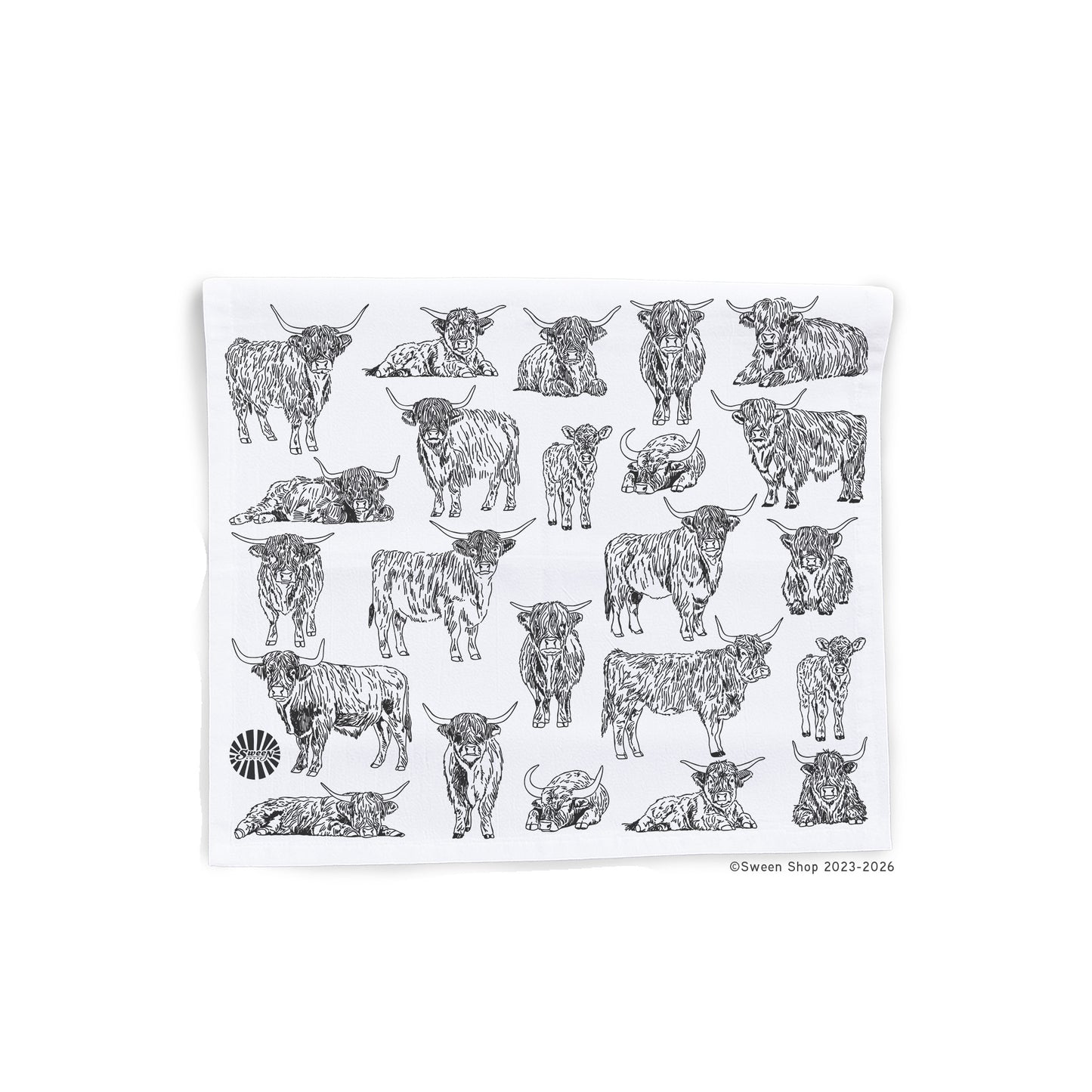 Highland Cow Tea Towel - 100% Premium Cotton Kitchen Dish Cloth