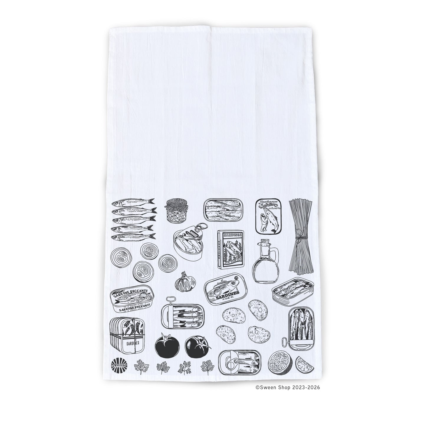 Sardines Tea Towel - 100% Premium Cotton Kitchen Dish Cloth
