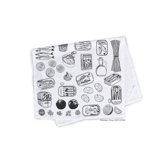 Sardines Tea Towel - 100% Premium Cotton Kitchen Dish Cloth