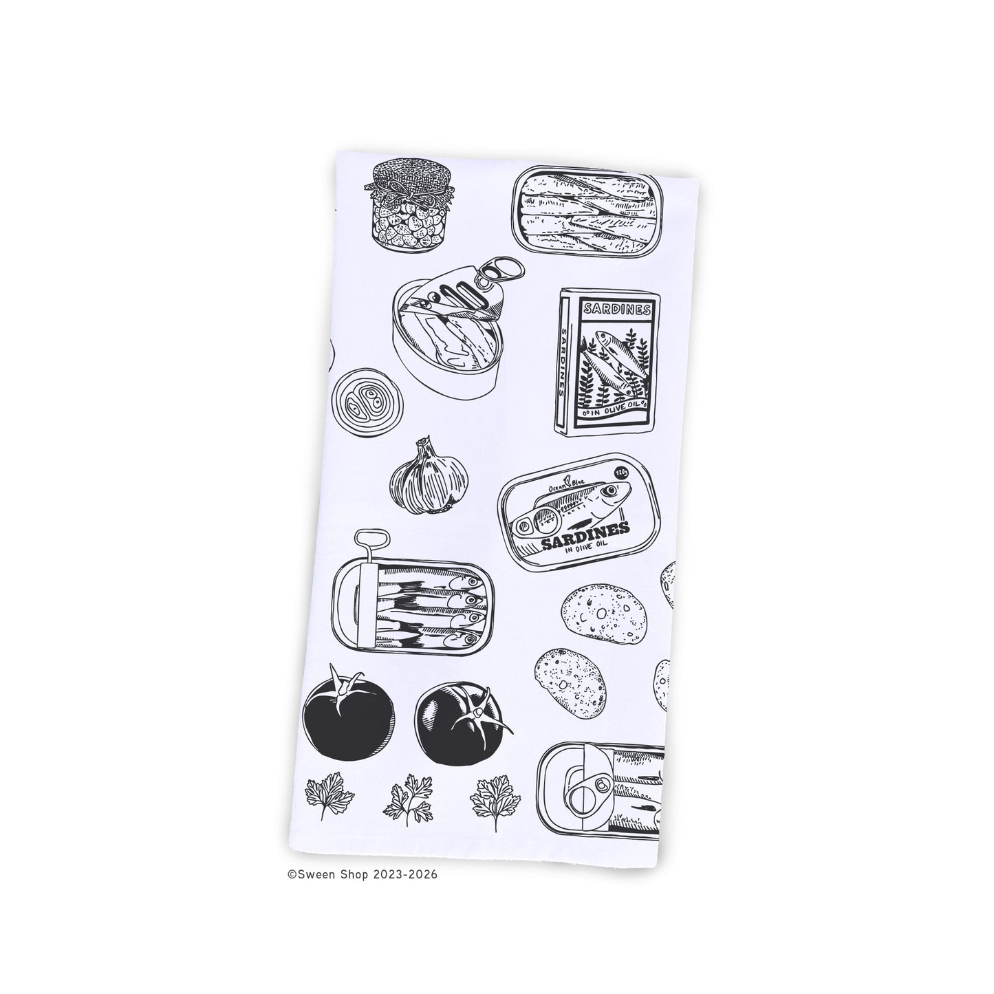 Sardines Tea Towel - 100% Premium Cotton Kitchen Dish Cloth