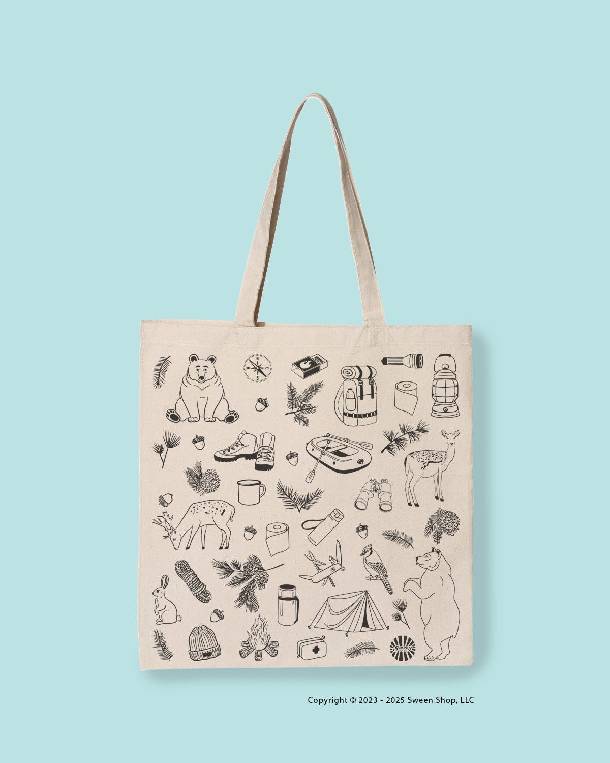 Camping Cotton Canvas Tote Bag