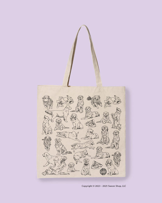 Golden Retriever Cotton Canvas Tote Bag