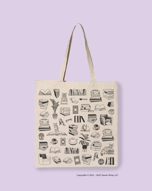 Book Lover Cotton Canvas Tote Bag