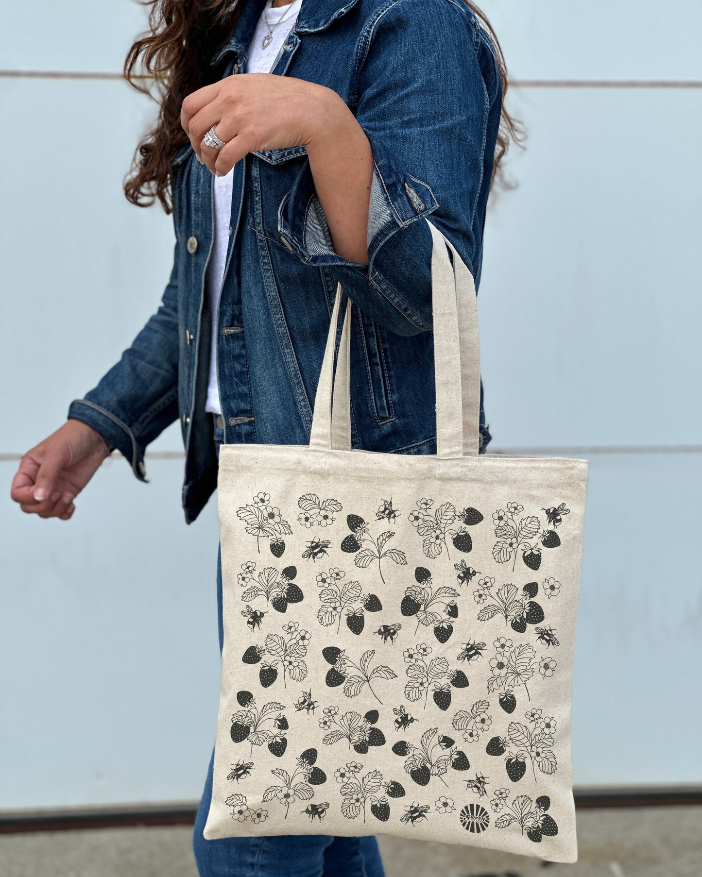 Strawberry Fields Tote Bag - 100% Cotton Canvas Reusable Shopping Bag